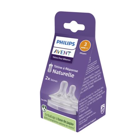 Philips Avent 2 Tétines Natural Response 1M+ Débit 3 Moyen