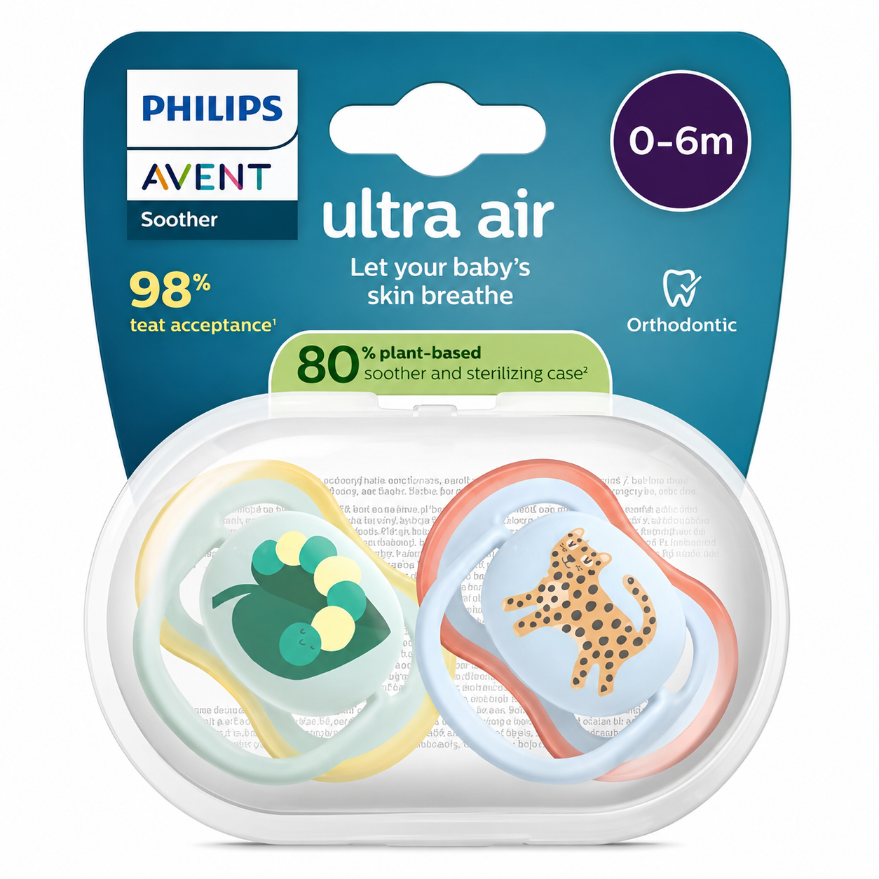Philips Avent Sucettes Ultra Air 0-6M Chenille/Guépard
